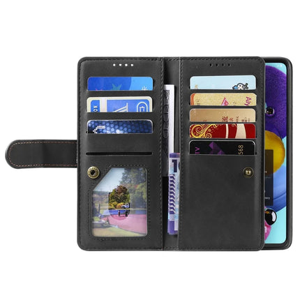 For Motorola Moto G55 5G Case PU Leather Phone Cover with Zipper Wallet 9 Card Slots