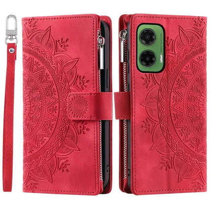 Style 006 For Motorola Moto G35 5G Wallet Case PU Leather Phone Cover Mandala Flower Pattern