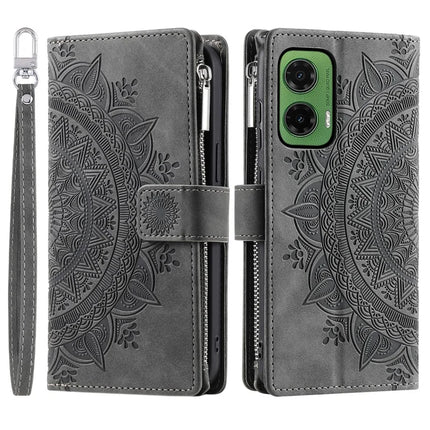 Style 006 For Motorola Moto G35 5G Wallet Case PU Leather Phone Cover Mandala Flower Pattern