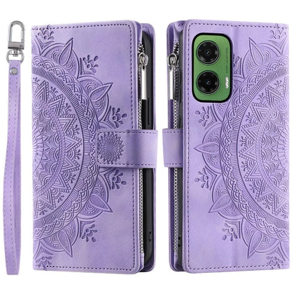 Style 006 For Motorola Moto G35 5G Wallet Case PU Leather Phone Cover Mandala Flower Pattern