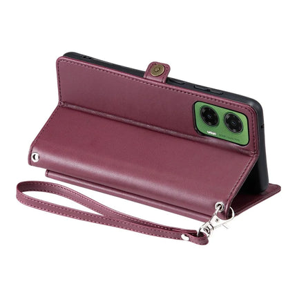 For Motorola Moto G35 5G Leather Case with Wrist Strap Wallet Stand Phone Cover