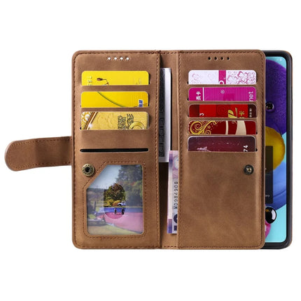 For Motorola Moto G35 5G Case PU Leather Phone Cover with Zipper Wallet 9 Card Slots