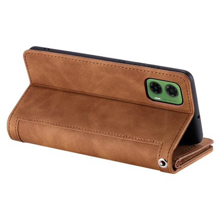 For Motorola Moto G35 5G Case PU Leather Phone Cover with Zipper Wallet 9 Card Slots