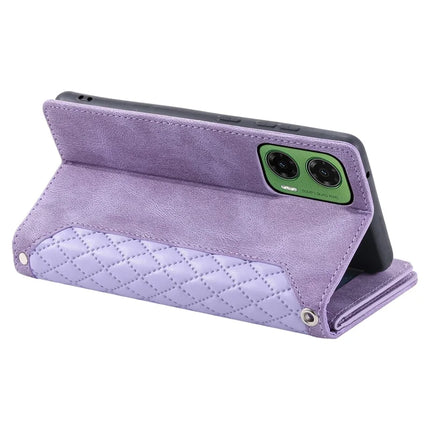 Style 005 For Motorola Moto G35 5G Wallet Case Rhombus Stitching Line PU Leather Phone Cover
