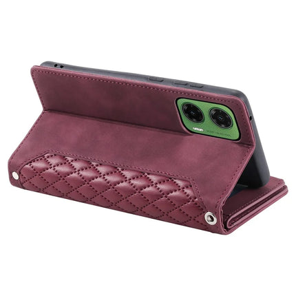 Style 005 For Motorola Moto G35 5G Wallet Case Rhombus Stitching Line PU Leather Phone Cover