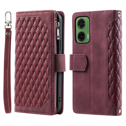 Style 005 For Motorola Moto G35 5G Wallet Case Rhombus Stitching Line PU Leather Phone Cover