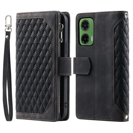 Style 005 For Motorola Moto G35 5G Wallet Case Rhombus Stitching Line PU Leather Phone Cover