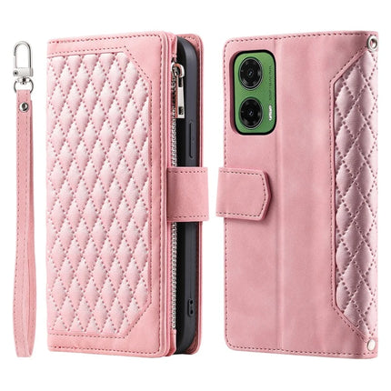 Style 005 For Motorola Moto G35 5G Wallet Case Rhombus Stitching Line PU Leather Phone Cover