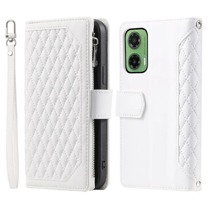 Style 005 For Motorola Moto G35 5G Wallet Case Rhombus Stitching Line PU Leather Phone Cover