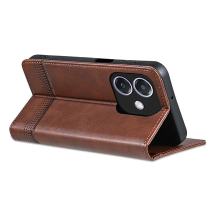 AZNS For Oppo A3x 5G  /  A40 4G Case Cowhide Texture PU Leather Wallet Phone Cover