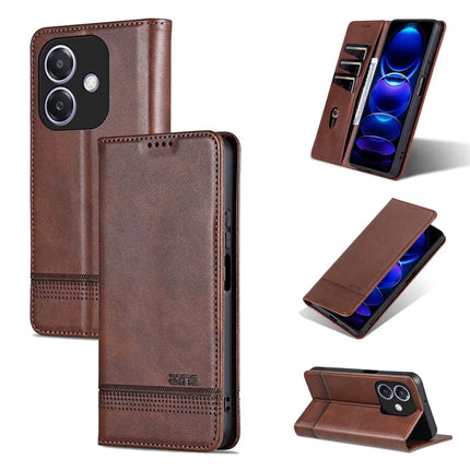 AZNS For Oppo A3x 5G  /  A40 4G Case Cowhide Texture PU Leather Wallet Phone Cover