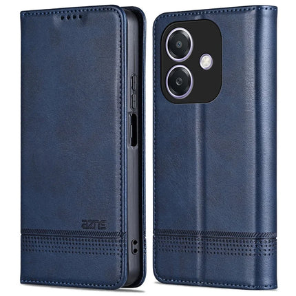 AZNS For Oppo A3x 5G  /  A40 4G Case Cowhide Texture PU Leather Wallet Phone Cover - Blue