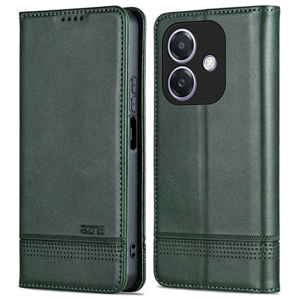 AZNS For Oppo A3x 5G  /  A40 4G Case Cowhide Texture PU Leather Wallet Phone Cover - Green