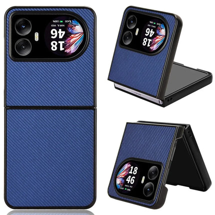 For Blackview Hero 10 4G Case Carbon Fiber Texture Shockproof PU+PC Phone Cover - Blue