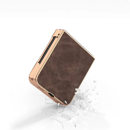 For Motorola Razr 50 5G Case Electroplating PU+PC Shockproof Phone Cover