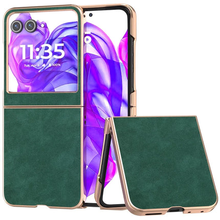 For Motorola Razr 50 5G Case Electroplating PU+PC Shockproof Phone Cover - Green