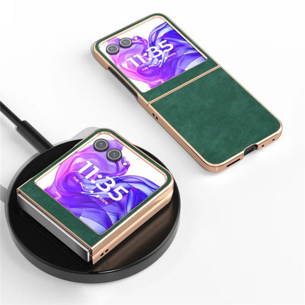 For Motorola Razr 50 5G Case Electroplating PU+PC Shockproof Phone Cover