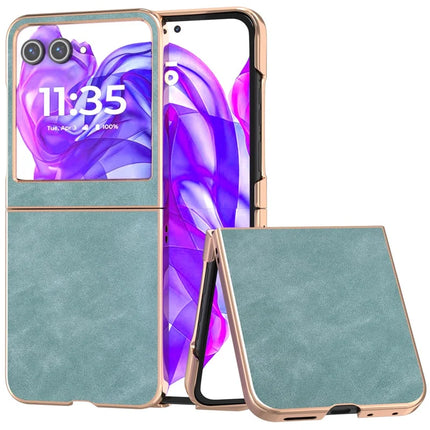 For Motorola Razr 50 5G Case Electroplating PU+PC Shockproof Phone Cover - Baby Blue