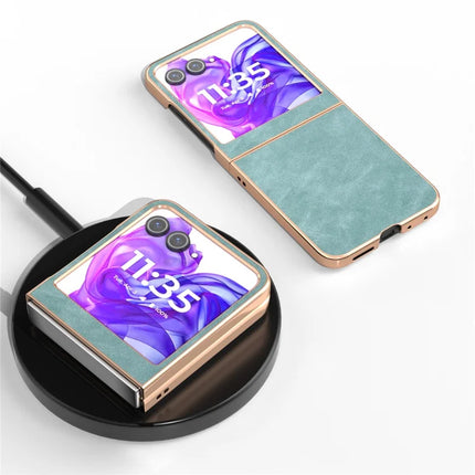 For Motorola Razr 50 5G Case Electroplating PU+PC Shockproof Phone Cover