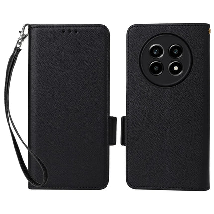 For Realme 13+ 5G / 13 Pro 5G (China) Case Litchi Texture PU Leather Wallet Flip Phone Cover - Black