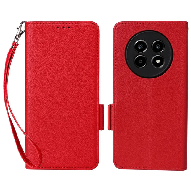 For Realme 13+ 5G / 13 Pro 5G (China) Case Litchi Texture PU Leather Wallet Flip Phone Cover - Red