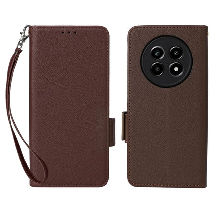 For Realme 13+ 5G / 13 Pro 5G (China) Case Litchi Texture PU Leather Wallet Flip Phone Cover - Brown