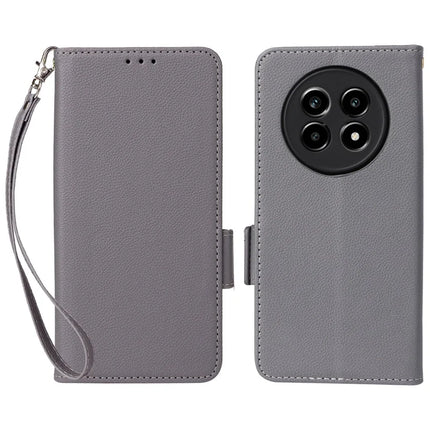 For Realme 13+ 5G / 13 Pro 5G (China) Case Litchi Texture PU Leather Wallet Flip Phone Cover - Grey