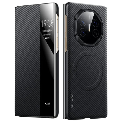 SULADA For Huawei Mate XT Ultimate Case View Window Leather Phone Cover with Auto Wake / Sleep - Black