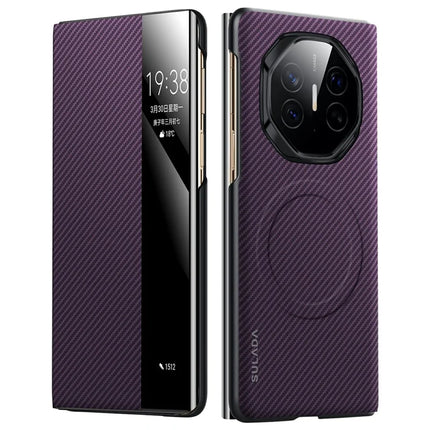 SULADA For Huawei Mate XT Ultimate Case View Window Leather Phone Cover with Auto Wake / Sleep - Purple