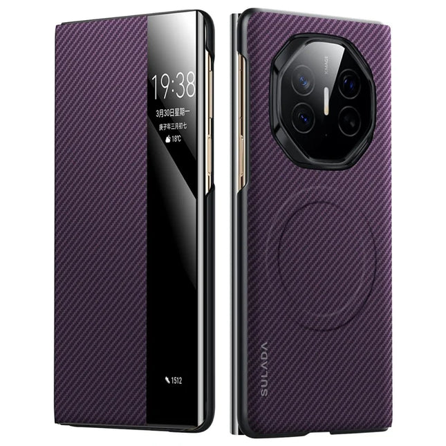 SULADA For Huawei Mate XT Ultimate Case View Window Leather Phone Cover with Auto Wake / Sleep - Purple