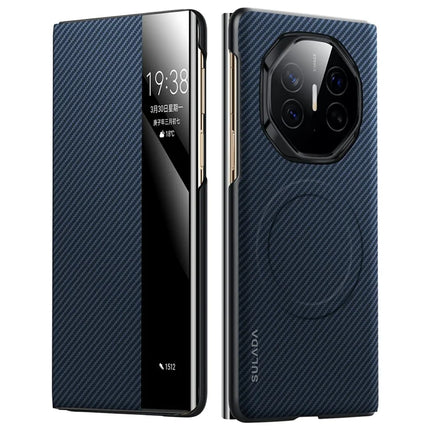 SULADA For Huawei Mate XT Ultimate Case View Window Leather Phone Cover with Auto Wake / Sleep - Blue