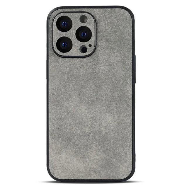 For iPhone 15 Pro Max Case PU Leather+TPU Shockproof Phone Cover - Light Grey