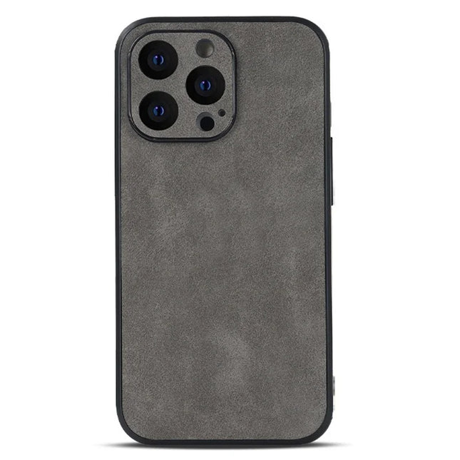 For iPhone 15 Pro Max Case PU Leather+TPU Shockproof Phone Cover - Dark Grey