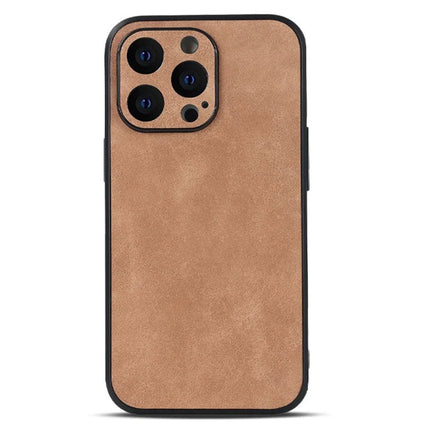 For iPhone 15 Pro Max Case PU Leather+TPU Shockproof Phone Cover - Khaki