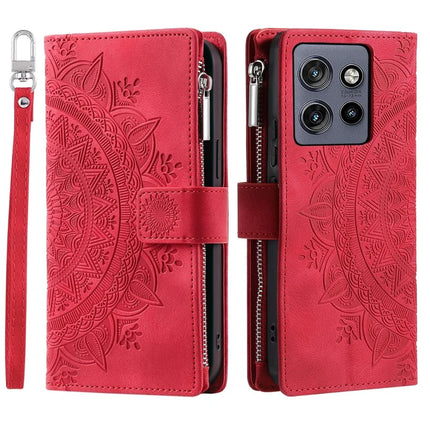 Style 006 For Motorola Edge 50 Neo 5G / Moto S50 5G / Thinkphone 25 5G Wallet Case PU Leather Phone Cover Mandala Flower Pattern