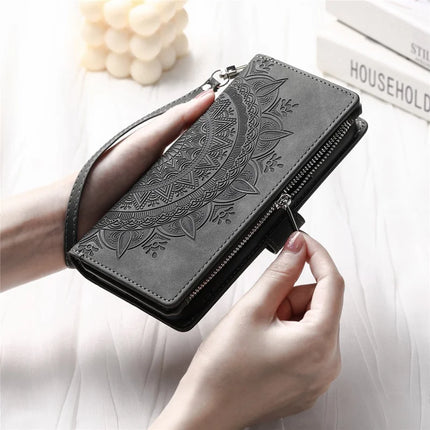 Style 006 For Motorola Edge 50 Neo 5G / Moto S50 5G / Thinkphone 25 5G Wallet Case PU Leather Phone Cover Mandala Flower Pattern