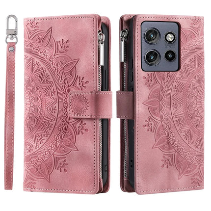 Style 006 For Motorola Edge 50 Neo 5G / Moto S50 5G / Thinkphone 25 5G Wallet Case PU Leather Phone Cover Mandala Flower Pattern