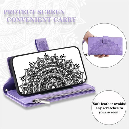 Style 006 For Motorola Edge 50 Neo 5G / Moto S50 5G / Thinkphone 25 5G Wallet Case PU Leather Phone Cover Mandala Flower Pattern