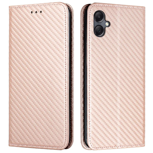For Samsung Galaxy A06 Case Leather Flip Phone Cover Stand Strong Magnetic Closure - Rose Gold