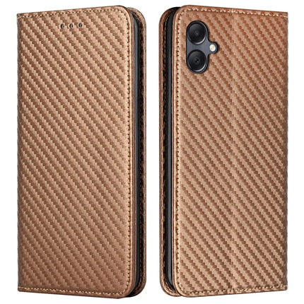 For Samsung Galaxy A06 Case Leather Flip Phone Cover Stand Strong Magnetic Closure - Brown