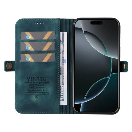 YIKATU YK-002 For iPhone 16 Pro Max Case Wallet PU Leather Phone Cover with Outer Card Slot