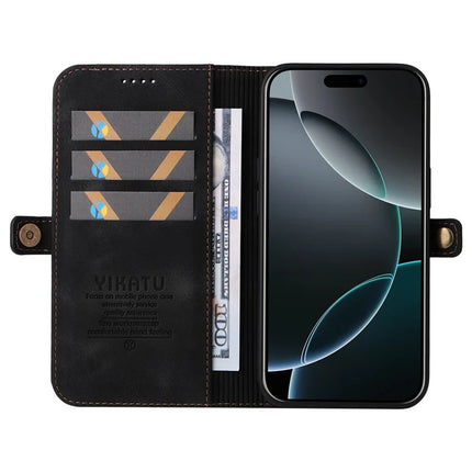 YIKATU YK-002 For iPhone 16 Pro Max Case Wallet PU Leather Phone Cover with Outer Card Slot