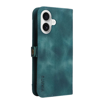 YIKATU YK-002 For iPhone 16 Plus Case Wallet PU Leather Phone Cover with Outer Card Slot