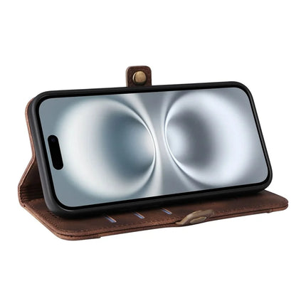 YIKATU YK-002 For iPhone 16 Plus Case Wallet PU Leather Phone Cover with Outer Card Slot