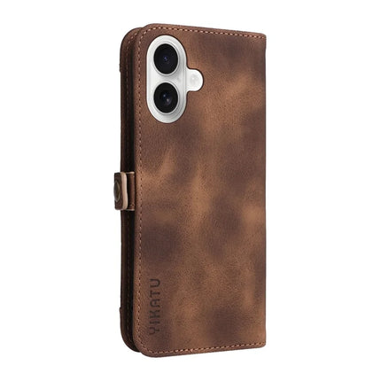 YIKATU YK-002 For iPhone 16 Plus Case Wallet PU Leather Phone Cover with Outer Card Slot