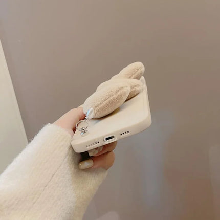 For iPhone 16 Pro Max Case Fluffy Heart Wristband TPU Phone Cover