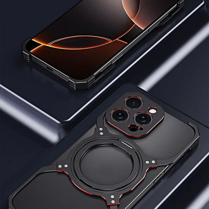 For iPhone 16 Pro Max Kickstand Case Metal Bumper Magnetic Phone Cover