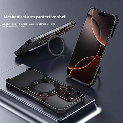 For iPhone 16 Pro Max Kickstand Case Metal Bumper Magnetic Phone Cover