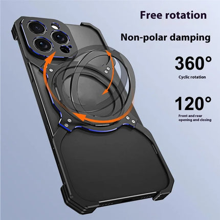 For iPhone 16 Pro Max Kickstand Case Metal Bumper Magnetic Phone Cover