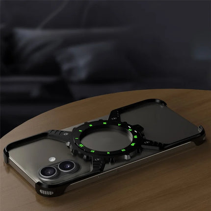 For iPhone 16 Case Magnetic Kickstand Aluminum Alloy+PC Bumper Phone Cover Heat Dissipation